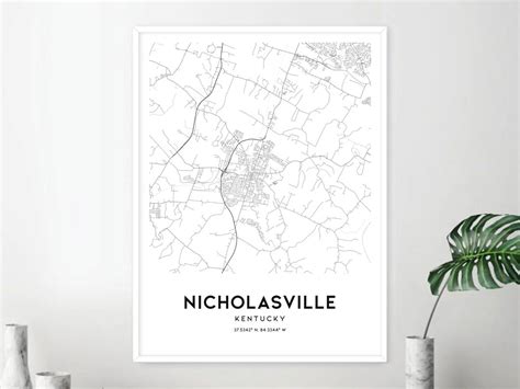 Nicholasville Map Print, Nicholasville Map Poster Wall Art, Ky City Map ...