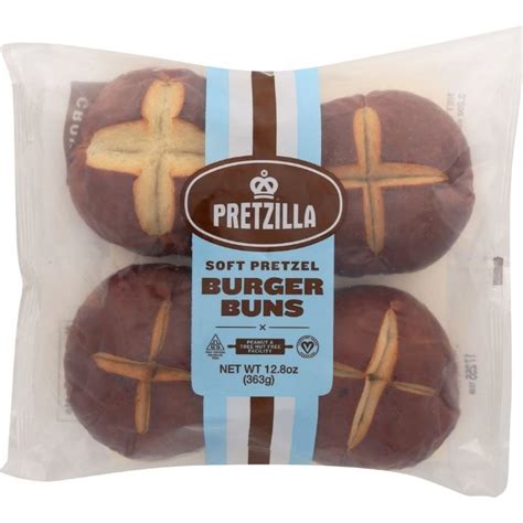 Pretzilla Soft Pretzel Burger Buns 4 Pack 12 8oz