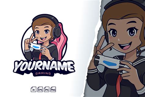 Gamer Girl Streamer Logo Mascot Graphic By Tkztype Creative Fabrica