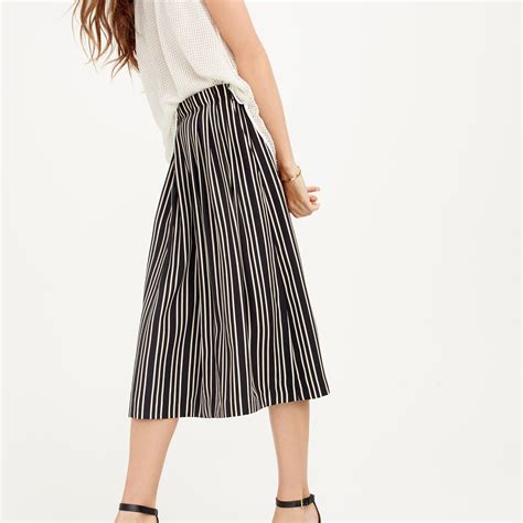 Pleated Midi Skirt In Triple Stripe A Line Midi J Crew Diy Dirndl