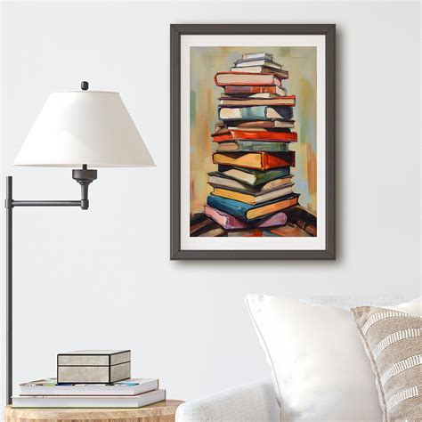 Book Wall Art, Stack of Books, Book Painting, Gift for Book Lovers, Bookish Art, Book Still Life ...