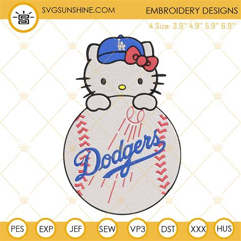 Hello Kitty Los Angeles Dodgers Embroidery Design Files