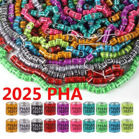 50 Pcs PHA Pigeon Foot Rings 2025 PHA Pigeons Ring 10 Colors 8mm