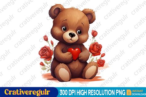 Little Bear Valentine Clipart Graphic By Crativeregulr · Creative Fabrica