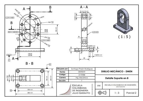 Plano De Soporte En Planos Mecanicos Planos Plano De Conjunto