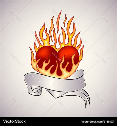 Tattoo of a flaming heart Royalty Free Vector Image