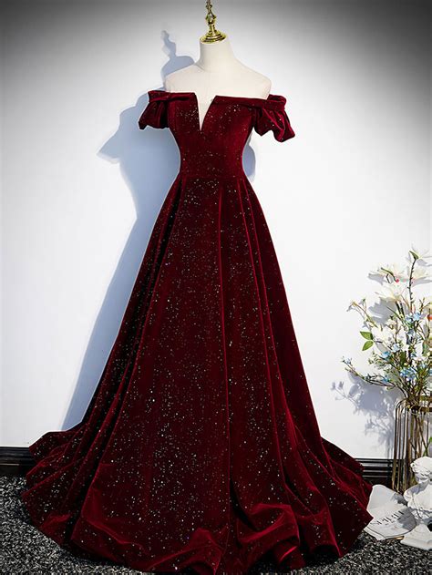 Burgundy Velvet Long Prom Dress Burgundy Long Formal Dress Shopluu