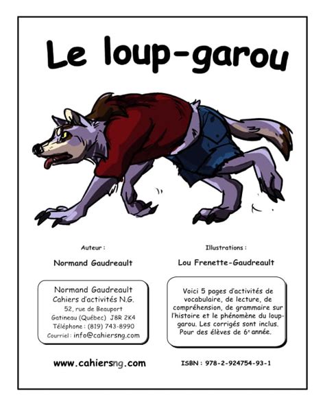 Le loup garou 6e année Fiches reproductibles pour enseignant e s