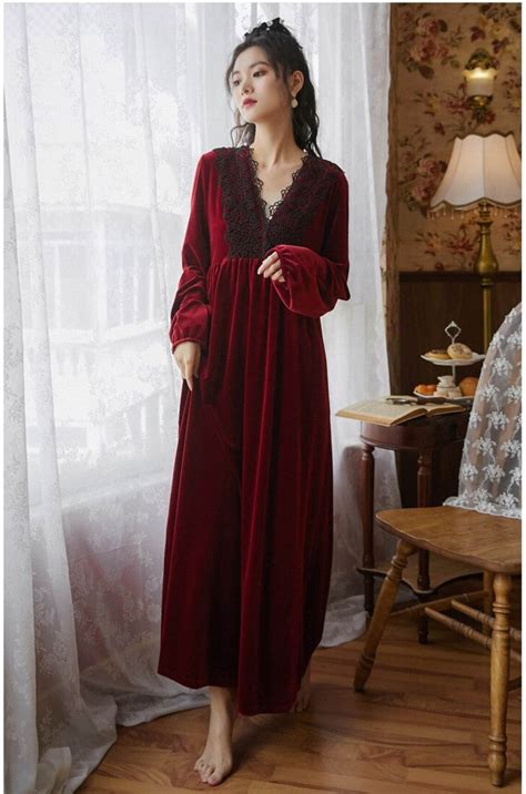 Victorian Velvet Nightgown Vintage Night Dress Women Sleepwear Etsy