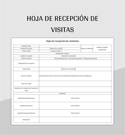 Plantilla De Formato Excel Formulario De Registro De Recepción De