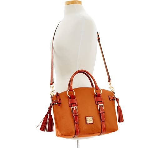 Dooney Bourke Leather Pebble Grain Bristol Satchel In Caramel Red