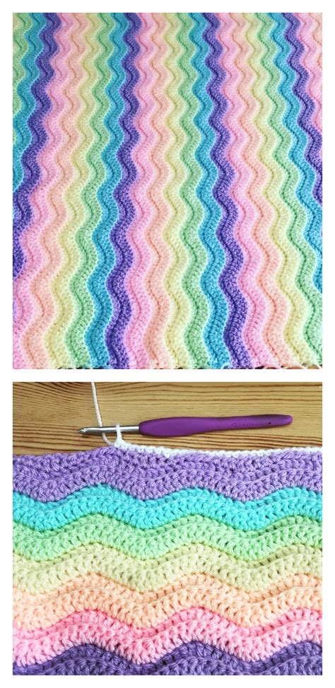 Crochet Ridged Ripple Blanket Yarn Hooks