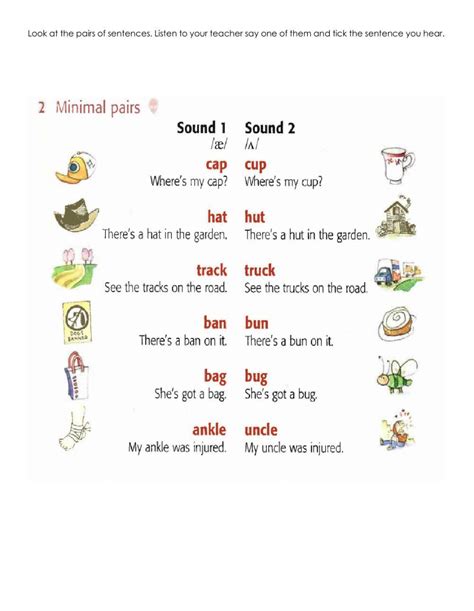 Minimal Pairs Activity Online Exercise For Live Worksheets