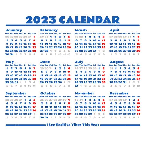 Calendario 2023 Calendario Blu Minimalista Semplice Calendario 2023