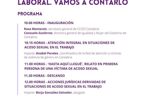 Ccoo Celebra Una Jornada En Su Sede De Santander Sobre Acoso Sexual En El ámbito Laboral