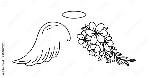 Angel Wings. Floral Angel Wings. Memorial. Vector illustration. Stock ...