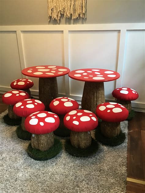 Childrens Play Table And Stool Chair Set Mushroom Table Etsy