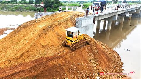 Best Komatsu Dozer Technique Pushing Soil And Dump Trucks Dumping Soil