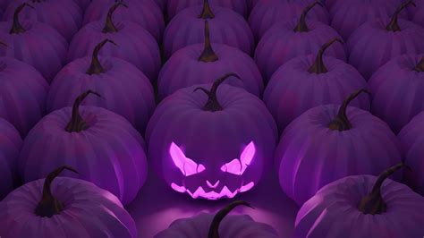 Halloween Pumpkin Wallpaper 4K, Purple aesthetic, Purple pumpkins