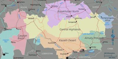 Kazakhstan regions map - Map of Kazakhstan regions (Central Asia - Asia)