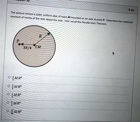 Solved5 Pts The Picture Shows Moment Solid Uniform Disk Of Of Inertia