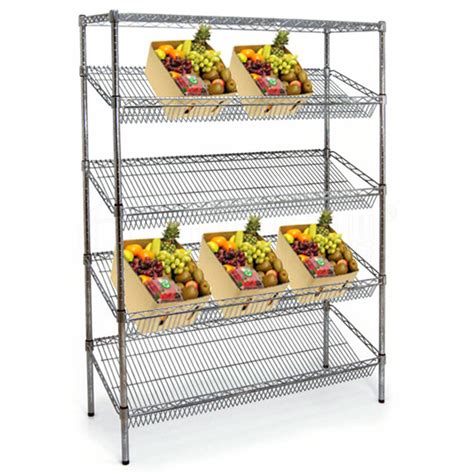 Supermarket Store Fruit Vegetables Slanted Display Steel Wire Rack