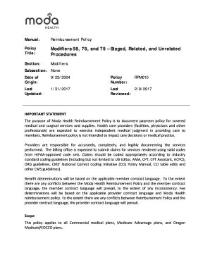 Fillable Online Modifiers 58 78 And 79 Staged Related And Unrelated