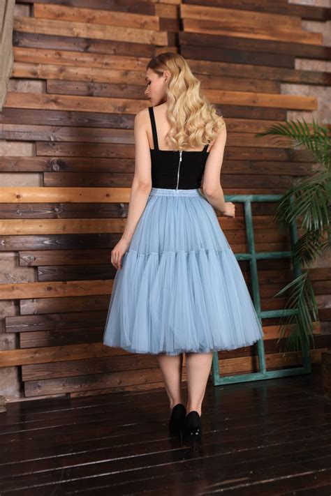 Купить Пышную 2х ярусную юбку миди из мягкого фатина (После дождя) в ...