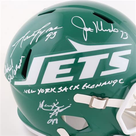 Jets Full Size Speed Helmet Hand Signed By 4 With Mark Gastineau Joe