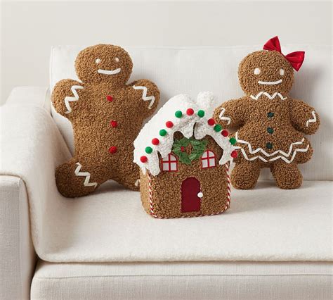 Decorated Gingerbread House Shaped Pillow Pottery Barn