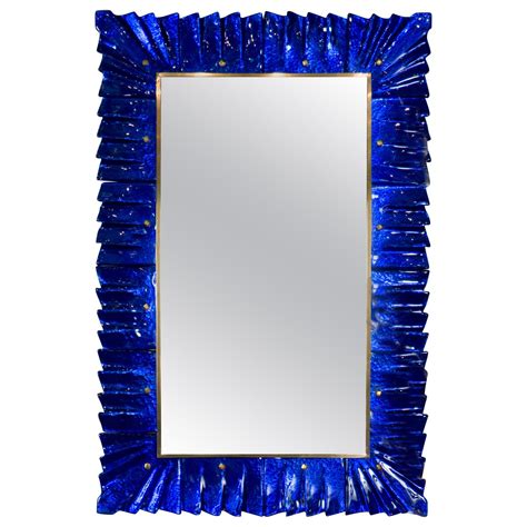 Italian Mirror with Cobalt Blue Glass Frame 1960 at 1stDibs