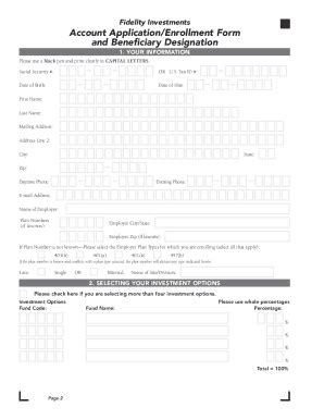 Fillable Online Fidelity Investments Account Application Enrollment