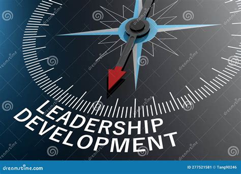 Compass Needle Pointing To Leadership Development Word Stock