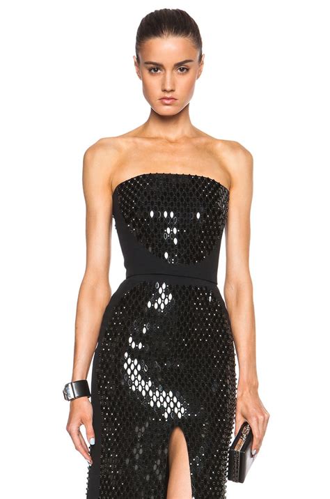 David Koma David Koma Mirror Crystals Embroidered Bustier In Black