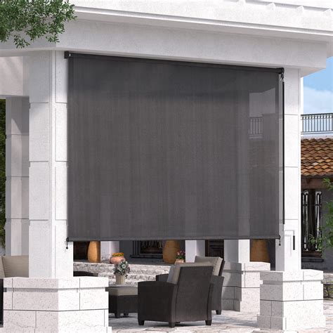 Vicllax 7'Wx8'H Outdoor Roller Shades Blinds for Patio Porch Crank