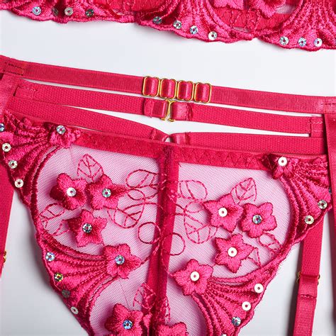 Hot Pink Sexy Lingerie Three Pieces Set VP Clothes