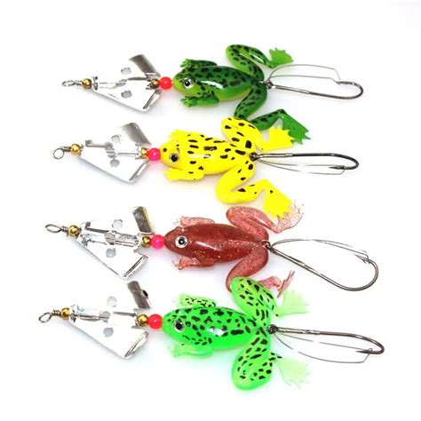 Lot 4pcs Rubber Frog Soft Fishing Lures Bass Crankbait Sinking 9cm 354