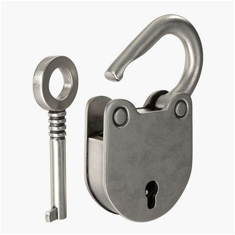 Old Padlock With Key 3D Model 8 Obj Fbx Max Free3D