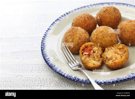 Arancini Di Riso Fried Risotto Rice Balls Italian Sicilian Food Stock