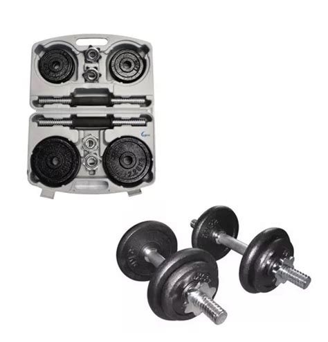 Kit Pesas 40lb Mancuernas 2 Barras estuche 12 Discos Set Gym Envío gratis