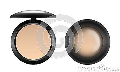 Vector Realistic Nude Compact Powder In A Black Container Opened And Closed Isolated On White
