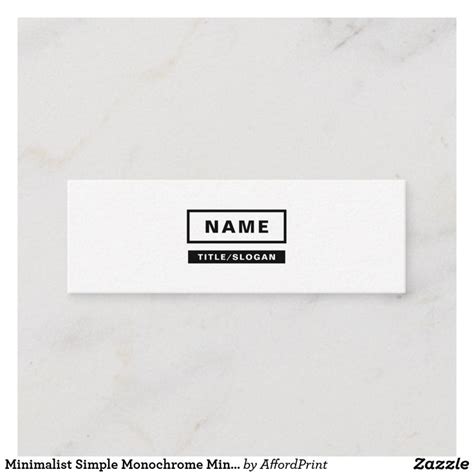 Minimalist Simple Monochrome Mini Business Cards Zazzle Mini