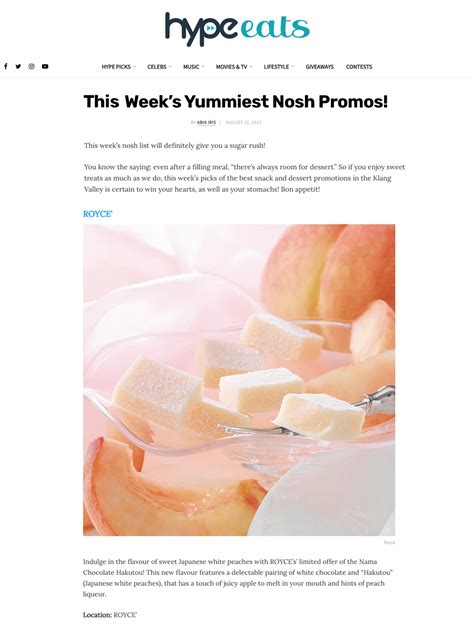 Hype – This Week's Yummiest Nosh Promos! – ROYCE' Chocolate Malaysia