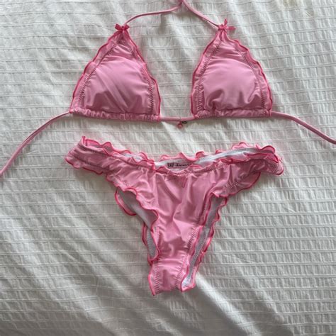 Pink Frilly Bikini Set Size Small Brand Swaers Depop