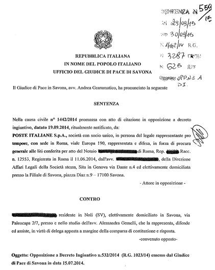 Post N Commento Alla Sentenza Del Giudice Di Pace Di Savona