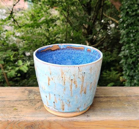 Blue ceramic plant pot blue plant pot housewarming gifts | Etsy