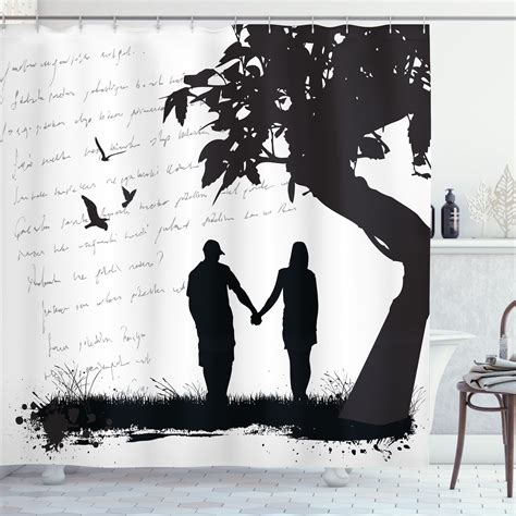 East Urban Home Girlfriend Shower Curtain Couple Romance Theme Black
