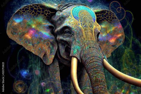 psychedelic elephant Stock Illustration | Adobe Stock