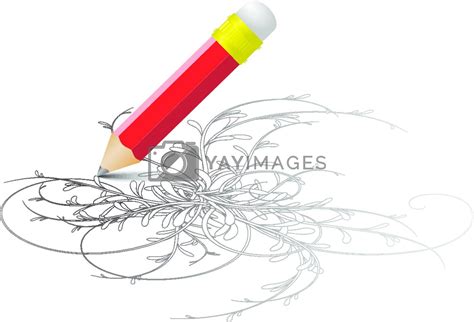 Red pencil drawing a sketch by orson Vectors & Illustrations with ...