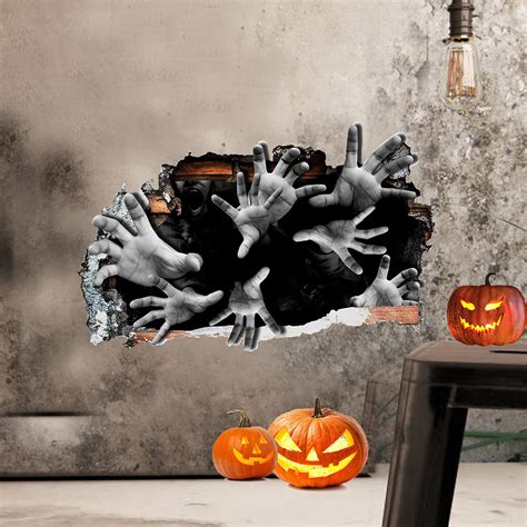 Halloween Wall Decor 3d Ghost Hand Floor Wall Ceiling Stickers Peel And